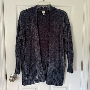 Blue soft chenille cardigan
